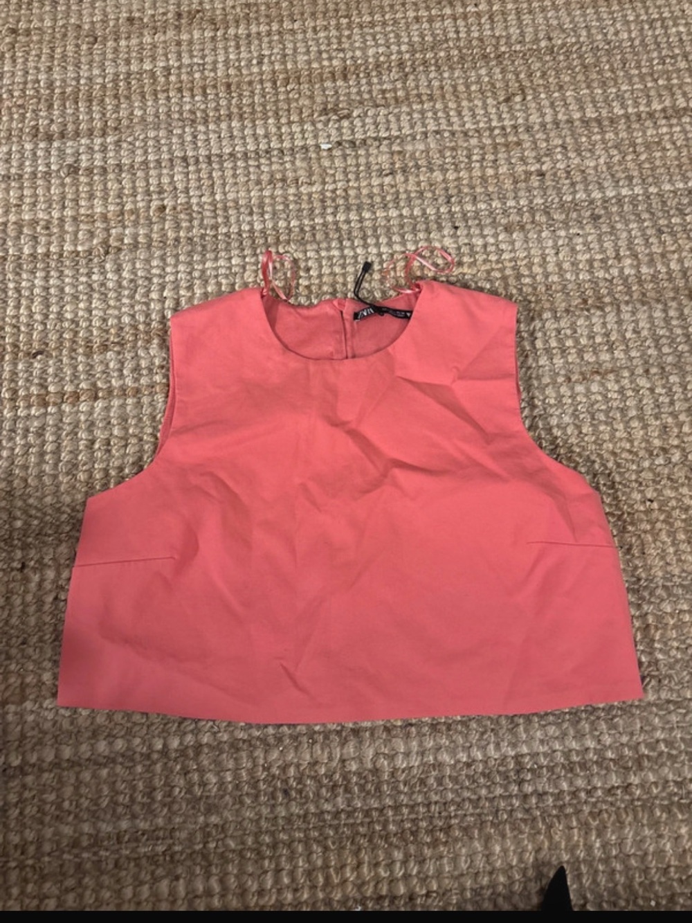 Zara Coral Sleeveless Crop Top